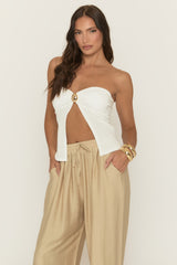 White Gold Oval Trim Bandeau Top - Dalana