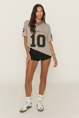 Grey Oversized Varsity Football T-shirt - Tokya