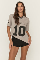 Grey Oversized Varsity Football T-shirt - Tokya
