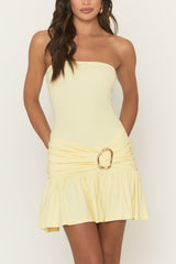 Yellow Trim Detail Bandeau Mini Dress - Amela