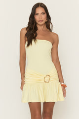 Yellow Trim Detail Bandeau Mini Dress - Amela