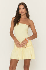 Yellow Trim Detail Bandeau Mini Dress - Amela