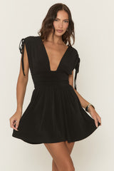 Black Tie Shoulder Skater Dress - Ellanor