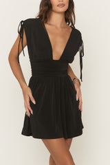 Black Tie Shoulder Skater Dress - Ellanor