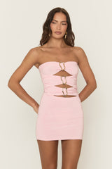 Pink Cut Out Trim Detail Bandeau Mini Dress - Jenson
