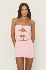 Pink Cut Out Trim Detail Bandeau Mini Dress - Jenson