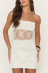 White Lace Strappy Bodycon Mini Dress - Emelda