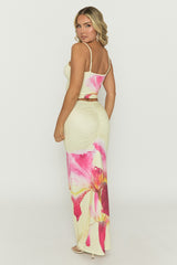 Yellow Floral Strappy Top and Maxi Skirt Co-ord Set - Michayla