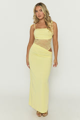 Yellow Lace Insert Maxi Dress - Adriene