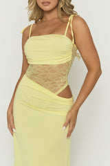 Yellow Lace Insert Maxi Dress - Adriene