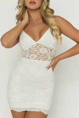 White Lace Strappy Mini Dress - Charlotta