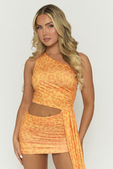 Orange Leopard Print Cut Out Mini Dress - Amani
