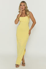 Yellow Gathered Bust Maxi Dress - Cameron