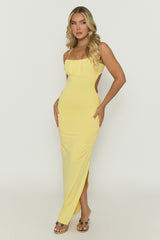 Yellow Gathered Bust Maxi Dress - Cameron