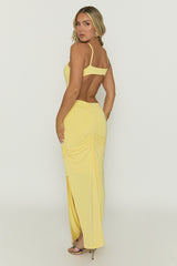 Yellow Gathered Bust Maxi Dress - Cameron