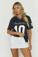 Navy Oversized Varsity Football T-shirt - Tokya