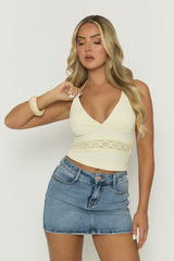 Butter Yellow Crochet Insert Cami Top - Khleo