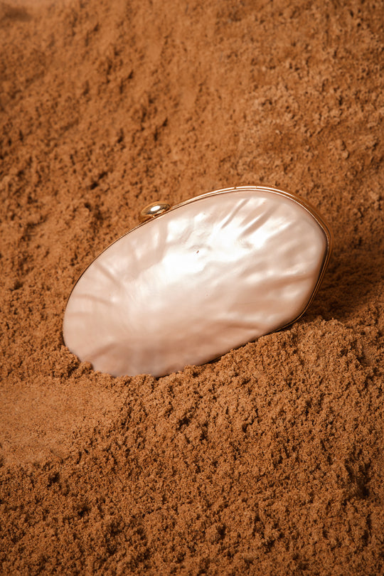 Champagne Pearl Shell Clutch Bag - Reeta