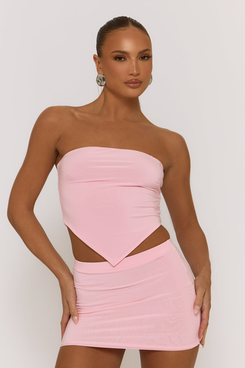 Baby Pink Bandeau and Mini Skirt Co-ord Set - Berlin