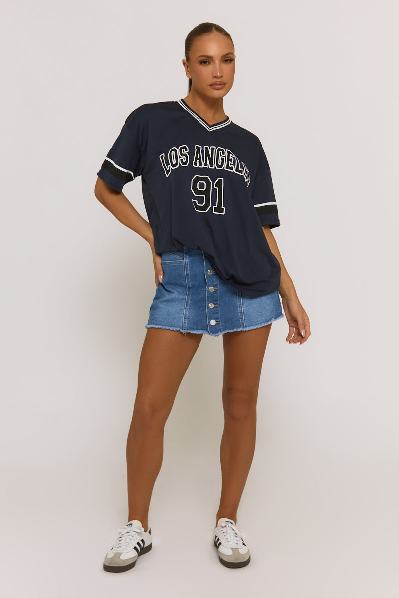 Blue Denim Stretch Skort - Danielle