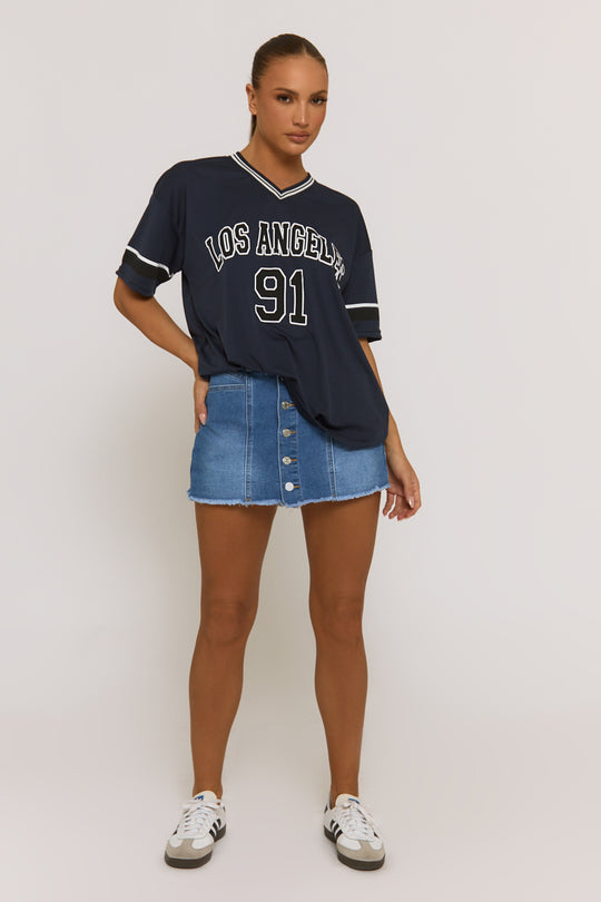 Blue Denim Stretch Skort - Danielle