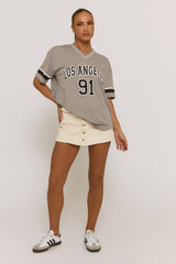 Cream Denim Stretch Skort - Danielle