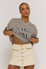 Grey Oversized Varsity Football T-shirt - Austin