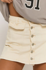 Cream Denim Stretch Skort - Danielle