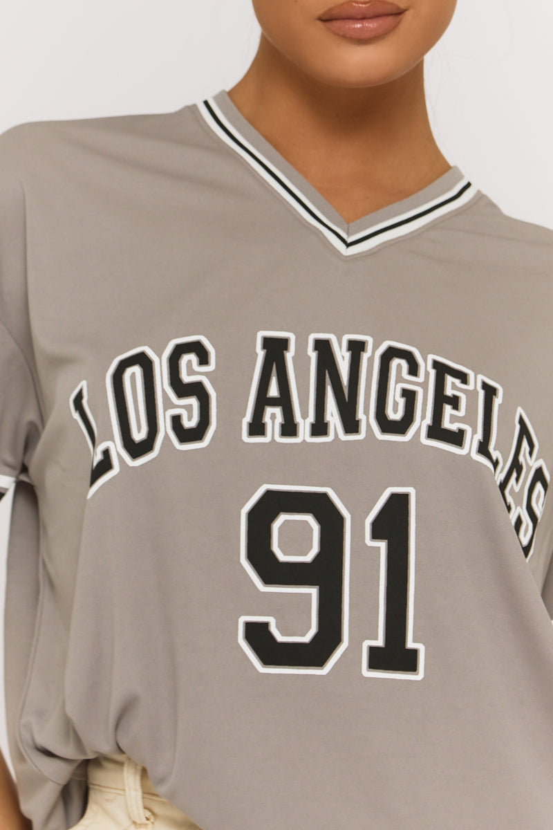 Grey Oversized Varsity Football T-shirt - Austin