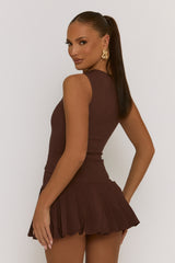 Chocolate Pleated Hem Shift Dress - Merrilyn