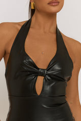 Black Faux Leather Cut Out Bodycon Mini Dress - Ruth