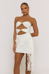 White Lace Butterfly Mini Dress - Eudora