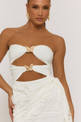 White Lace Butterfly Mini Dress - Eudora
