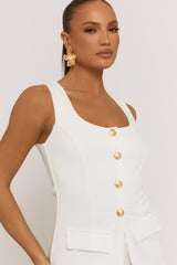 White Tailored Waistcoat and Skirt Co-ord Set - Louella