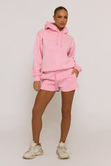 Pink Marl Swirl Motif Hoodie & Shorts Loungewear Co-ord Set - Dimity