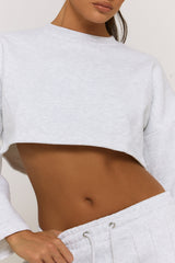 Grey Cropped Sweater and Short Lounge Set - Haisley