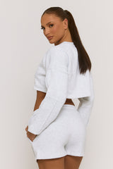 Grey Cropped Sweater and Short Lounge Set - Haisley