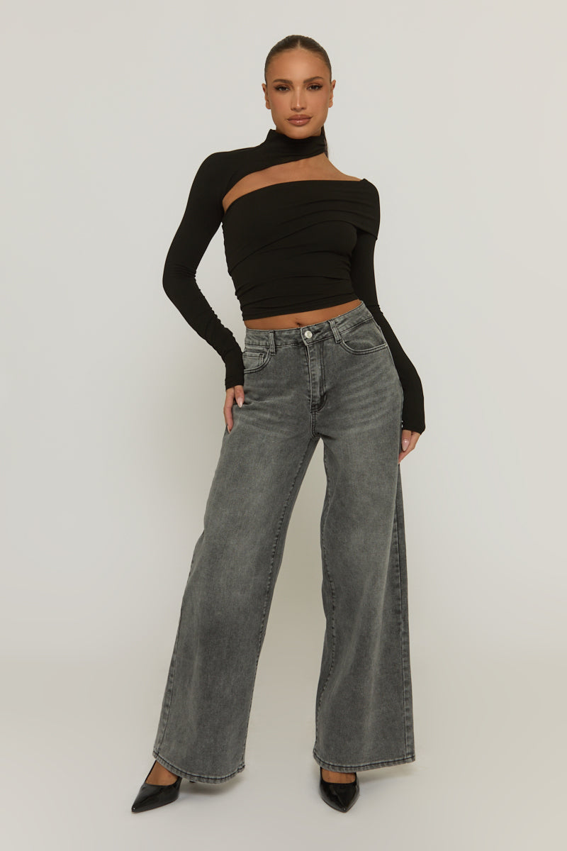 Black Cut Out Fitted Top - Varya