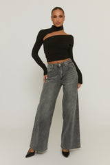 Black Cut Out Fitted Top - Varya