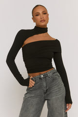 Black Cut Out Fitted Top - Varya