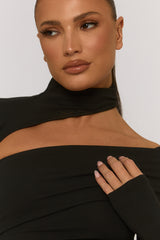 Black Cut Out Fitted Top - Varya