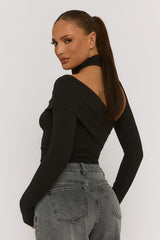 Black Cut Out Fitted Top - Varya