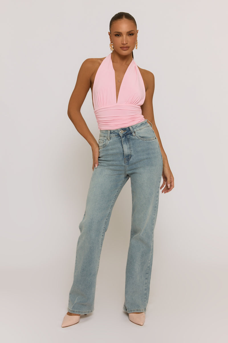 Pink Slinky Plunge Bodysuit - Akari