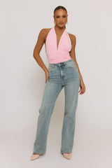 Pink Slinky Plunge Bodysuit - Akari