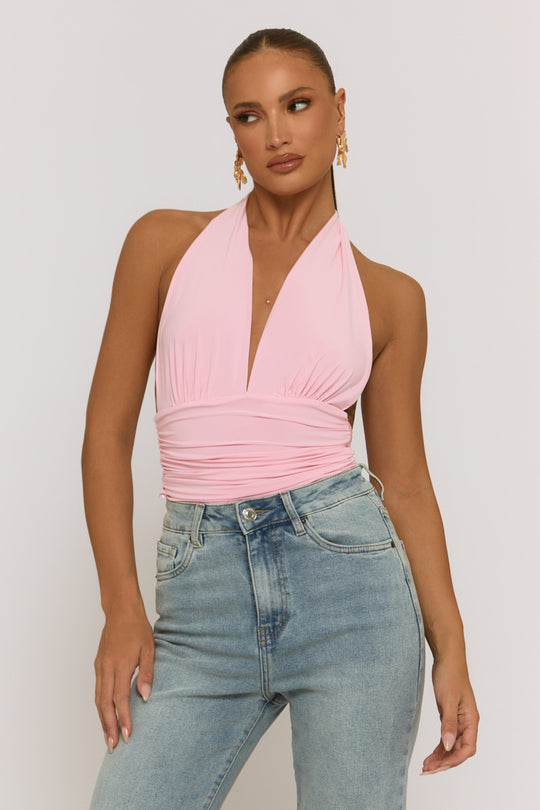 Pink Slinky Plunge Bodysuit - Akari