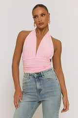 Pink Slinky Plunge Bodysuit - Akari