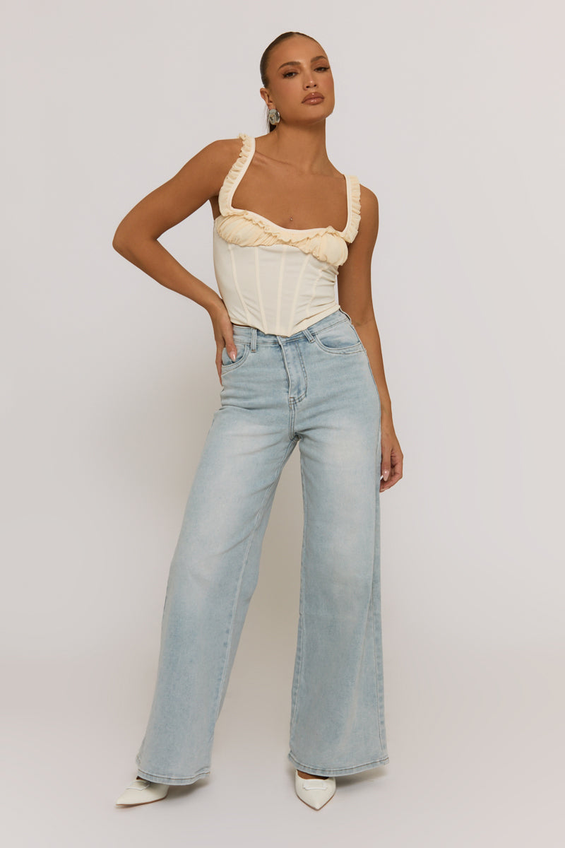 Cream Frill Corset Top - Sabrina