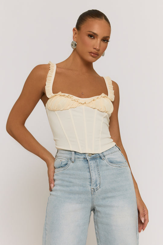 Cream Frill Corset Top - Sabrina
