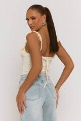 Cream Frill Corset Top - Sabrina