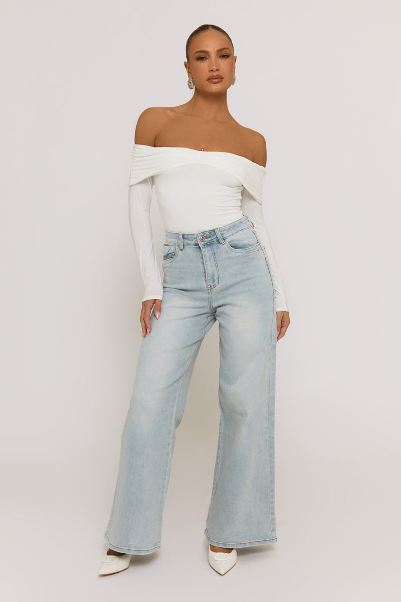 Ivory Twist Bardot Bodysuit - Luiza
